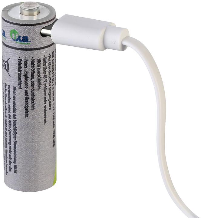 Produktbild TKA Wiederaufladbare Batterien Typ AA, 1950mWh, schnellladen per USB (4 Stk., AA, 1300 mAh)