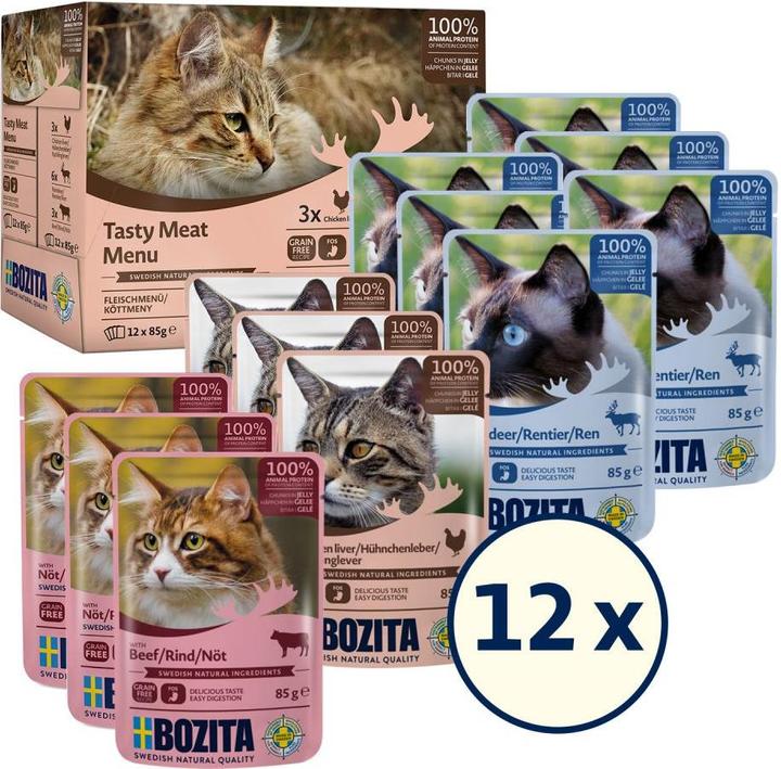 Actual product image Bozita Feline Meat In Jelly 12x85gr Multibox 1,02 kg (797.0445) (Adult, 12 pcs., 1020 g)