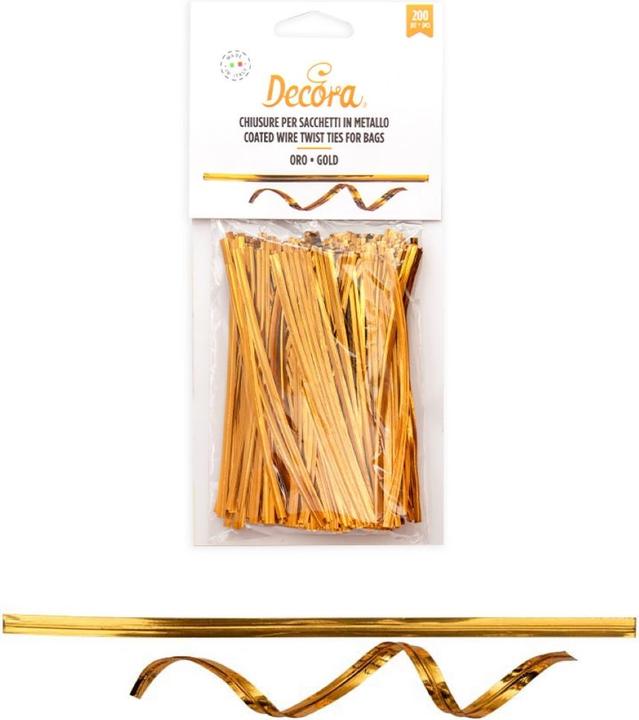 Decora Fermetures pour sachets - Doré (Geschenktüte, 200 x)