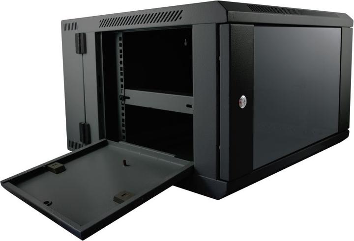 Actual product image Allnet 19 wall-mounted housing 6U W600 / D600mm 2-piece *black* SMB series (6 RU, 19 inch rack)