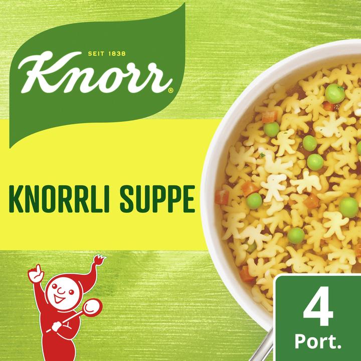 Produktbild Knorr Knorrli Suppe Beutel, mit Knorrli Teigwaren eine vollwertige Suppe, die nicht nur Kindern schmeckt