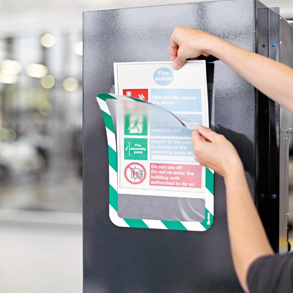 Produktbild Tarifold BIELLA Rahmen-Sichttafel Safety A4 rot/weiss selbstklebend (A4)