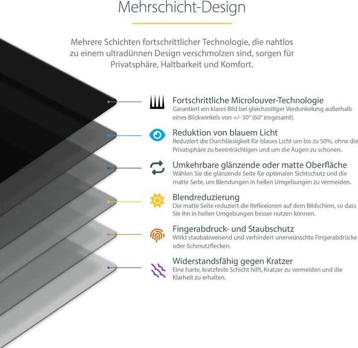 Produktbild StarTech PRIVACY-SCREEN-22MB Blickschutzfilter Rahmenloser -Privatsphärenfilter (22 Zoll) (22", 16 : 10)