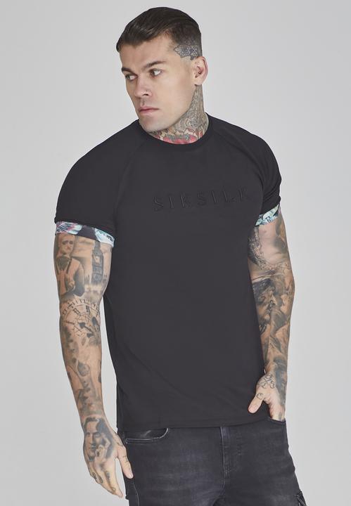 Siksilk T-Shirt Roll Sleeve T-Shirt in Black (S)