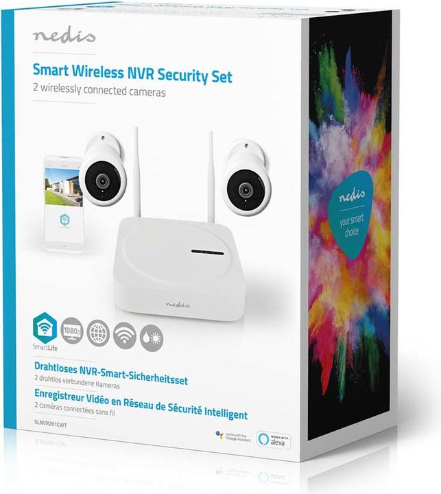 Actual product image Nedis SmartLife Wireless Camera System 2X Camera Full HD with Night Vision, IP65, SLNVR201CWT (1920 x 1080 Pixels)