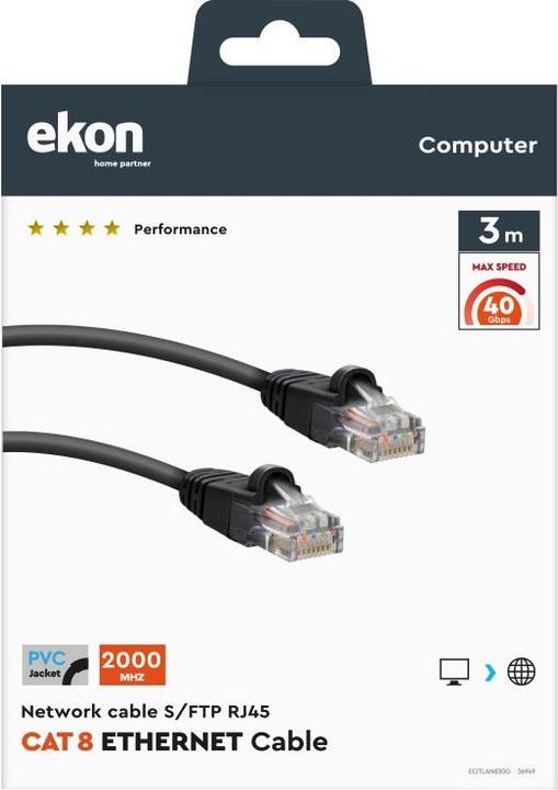 Produktbild Ekon Ethernet Kabel 3m (S/FTP, 3 m)