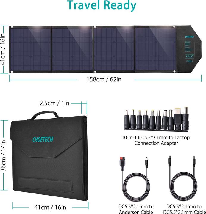 Actual product image Choetech solar charger (80 W, 3.90 kg)