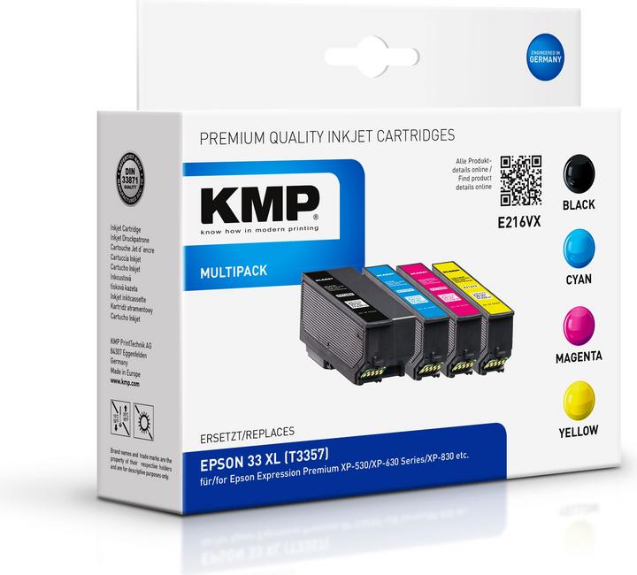 Produktbild KMP E216VX Multipack BK/PBK/CMY kompatibel mit Epson T 3357 XL (M, C, Y, BK, PBK)