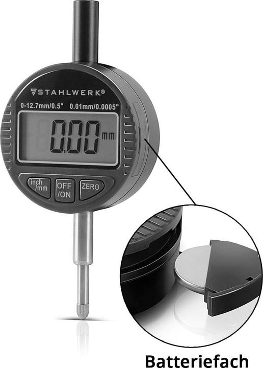 Produktbild Stahlwerk Digitale Messuhr mit 0-12,7 mm (0,5") Messbereich Millimeter und Zoll (1.27 cm)