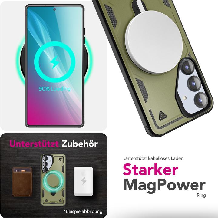 Produktbild Nalia Stormguard - Stossfeste Armor Ring Hülle für MagSafe - Military Kickstand Hardcase (Samsung Galaxy S25)