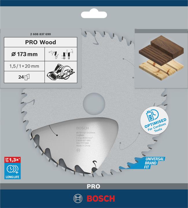 Produktbild Bosch Professional Zubehör PRO Wood cordless Kreissägeblatt, 173 x 1,5 x 20 mm