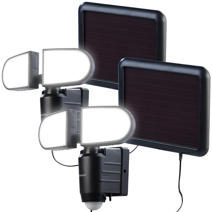 Produktbild Luminea 2er-Set Duo-Solar-LED-Aussenstrahler (500 lm, IP44)