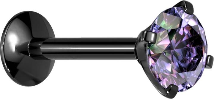 Actual product image Star Piercing Micro internal thread labret UFO black with crystal dark multicolour set (without brass, Titanium G23)