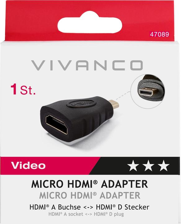 Actual product image Vivanco Video adapter (Micro HDMI, 1.15 cm)