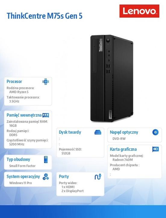 Produktbild Lenovo ThinkCentre M75s Gen 5 (AMD Ryzen 5 8500G, 16 GB, 512 GB)