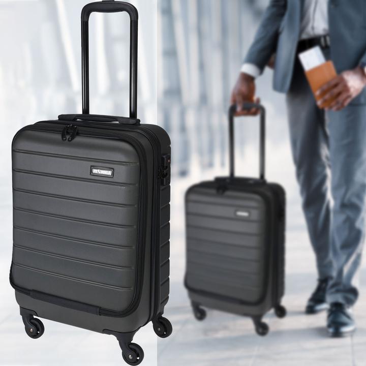 Productafbeelding ProWorld Koffertrolley met TSA-slot, telescopisch handvat, donkergrijs, 20 inch, ABS, 35 x 22 x 55,5 cm (37 l, Handbagage (tot 50 liter))