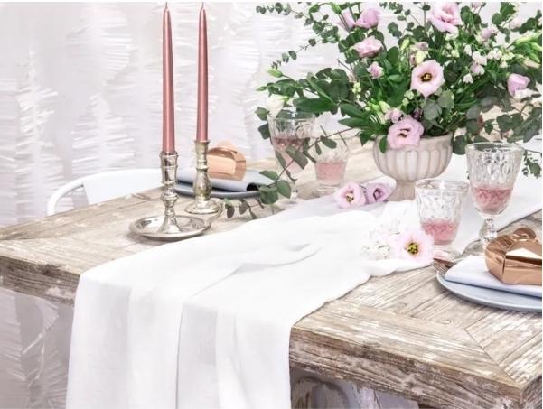 Produktbild Partydeco Muslin table runner, light cream, 0.70x5m (1 pkt / 1 pc.)