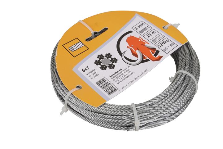 Actual product image Mamutec Galvanised wire rope 3 mm 15 m (15 m)