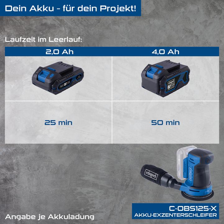 Actual product image Scheppach C-OBS125-X cordless random orbit sander (DIY) (Eccentric grinder)