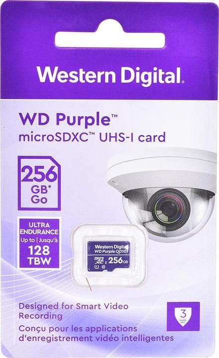 Immagine prodotto WD Viola, Sorveglianza, microSD XC, Classe - 10, UHS 1 (256 GB, microSDXC, U1, UHS-I)