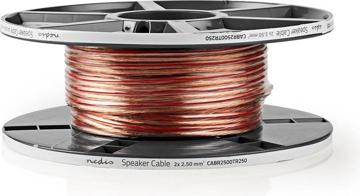 Produktbild Nedis Lautsprecherkabel | 2x 2.50 mm² | Kupfer | 25.0 m | rund | PVC | Transparent | Rolle (25 m, 2.50 mm²)