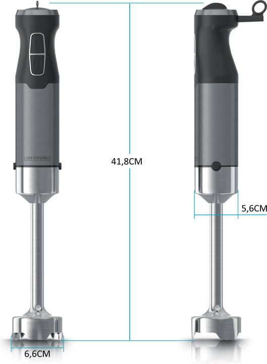 Actual product image Arendo Hand blender 1000W grey, stainless steel hand blender DC motor, infinitely variable speed control