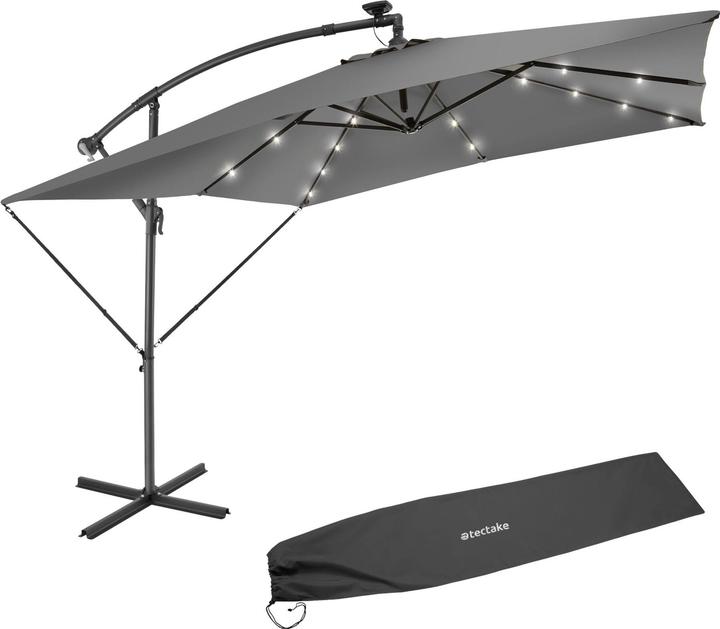 Immagine prodotto tectake Ombrellone Sunna LED-Solar con manovella 2,5 x 2,5 m (2.50 m)