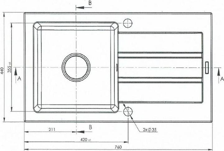 Image du produit Maidsinks Evier monocuve avec égouttoir Promo 76x44 1B 1D E070053701 (Evier encastré, 44 cm, 76 cm)