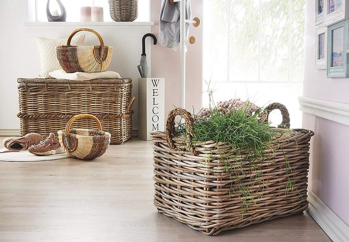 Produktbild Kobolo geflochten Rattankorb natur mit braunem Seegras Braun