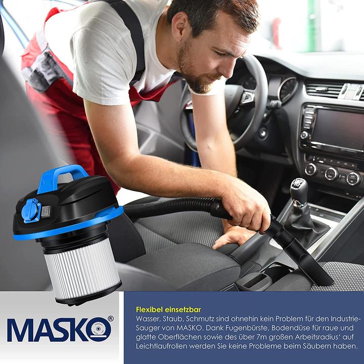 Image du produit Masko Aspirateur industriel 1800Watt en bleu (Aspirateur eau et poussière)