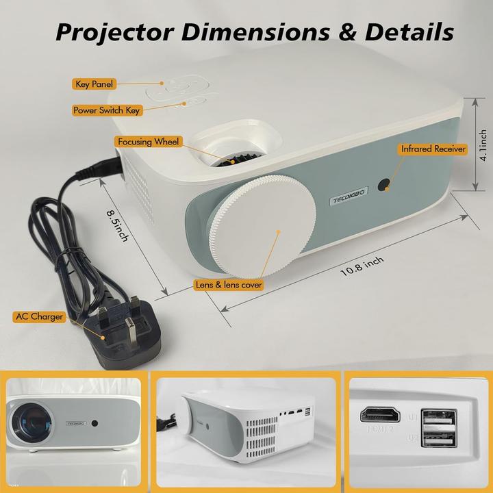 Produktbild Tecdigbo 4K Bluetooth-Projektor mit 4D Keystone-Korrektur (4K, 9500 lm)