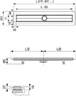 Actual product image TECE Drainline base body with wall upstand (800 mm) (800 mm)