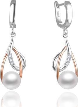 Beneto Luxury bicolor earrings with real pearls AGUC2676P (L)