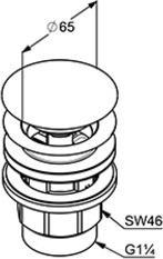 Actual product image Kludi PUSH-OPEN drain valve (chrome) for washbasin with overflow