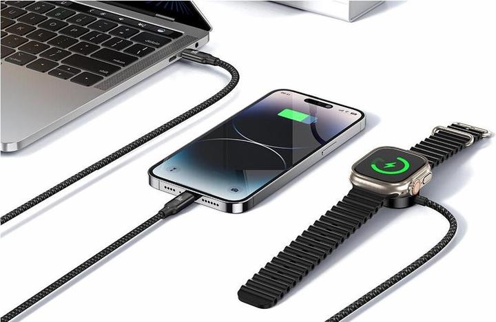 Image du produit Mcdodo 3 en1 Set USB-C vers Type-C & Lightning + chargeur sans fil pour Apple Watch (1.20 m, USB 3.2 Gen 1, 100 W)