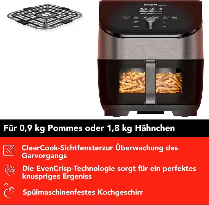 Image du produit Instant Vortex Plus ClearCook OdourErase RVS 5,7 litres (6 Qt) 6-en-1 airfryer frituren roosteren grillen