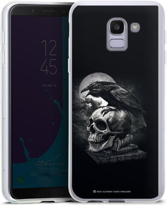 Produktbild DeinDesign Silikon Hülle für Samsung Galaxy J6 (2018) Handyhülle Case Smartphone Schutzhülle Rabe Schädel (Samsung Galaxy J6 (2018))