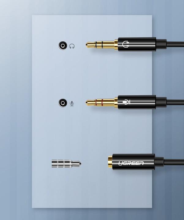 Produktbild Ugreen Mikrofon und Kopfhörer Y Splitter 3.5 mm Klinke (0.20 m, 3.5mm Klinke (AUX))