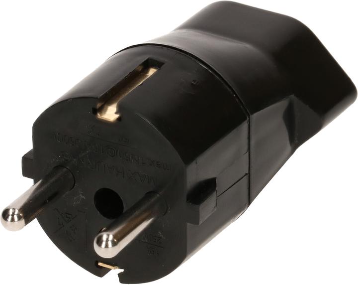 Adaptateur Schuko mâle vers T21 femelle noir (CEE 7/7)