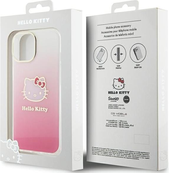 Produktbild Hello Kitty HKHCP15SHDGKEP iPhone 15 6.1 różowy/pink hardcase IML Gradient Electrop Kitty Head (Apple iPhone 15, Apple iPhone 14, Apple iPhone 13)
