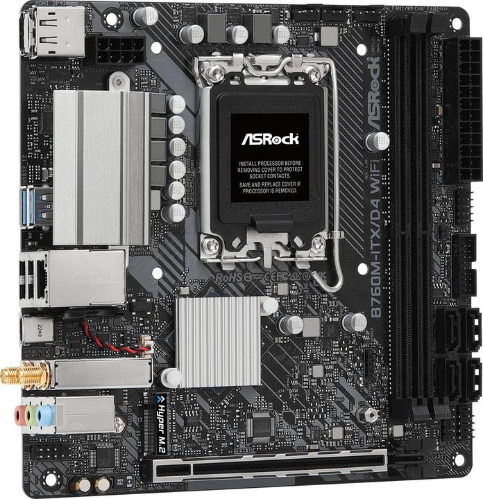 Actual product image AsRock B760M-ITX/D4 Intel DDR4 S1700 (LGA 1700, Intel B760, Mini-ITX)