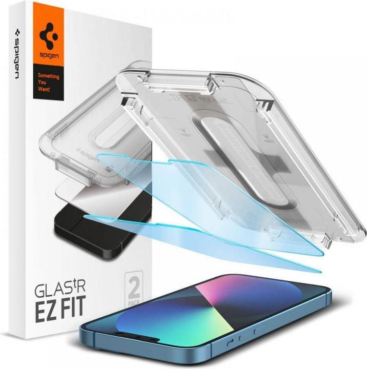 Actual product image Spigen TEMPERED GLASS.TR "EZ FIT" 2-PACK IPHONE 13 / 13 PRO ANTIBLUE (2 Piece, Apple iPhone 13, Apple iPhone 13 Pro)
