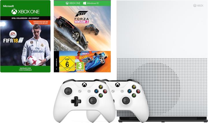 Microsoft Xbox One S 500GB, FH3 & Hot Wheels + FIFA 18 (ESD) + 2x contrôleurs