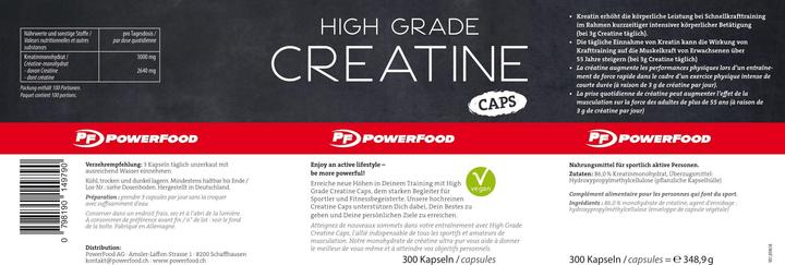 Valori nutrizionali e ingredienti PowerFood One Creatina di alta qualità (300 Pezzo/i, Pillole, 348.90 g)