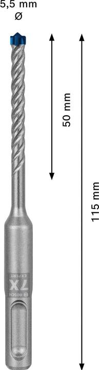 Produktbild Bosch Professional Zubehör EXPERT SDS plus-7X Hammerbohrer, 5,5 x 50 x 115 mm (5.50 Millimeter)