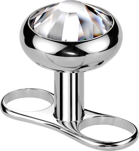 Star Piercing Dermal Anchor Innengewinde silber zwei Loch mit Kristall silber (ohne Messing, Titan G23)