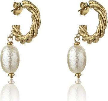Marc Malone Grace White Earrings Mce23005g - Gold-Plated Earrings With Artificial Pearl
