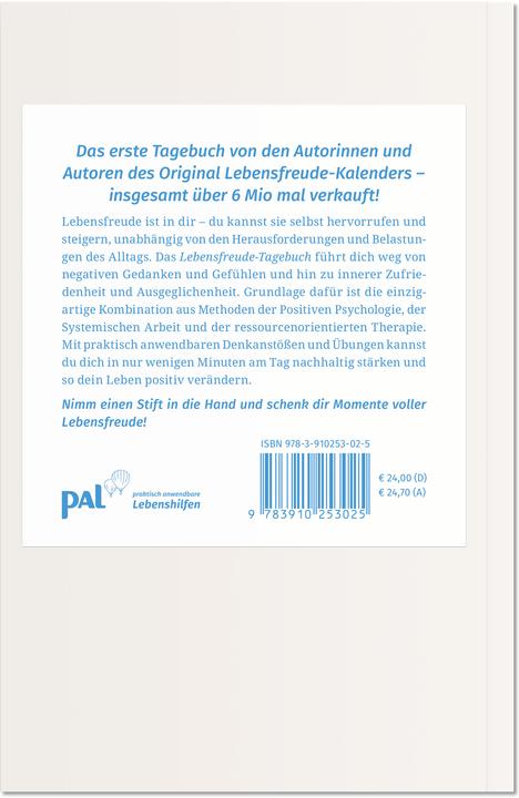 Nährwerte und Zutaten Das Lebensfreude-Tagebuch (Deutsch, Doris Wolf, Maja Günther, Gert Kowarowsky, Rolf Merkle, 2022)