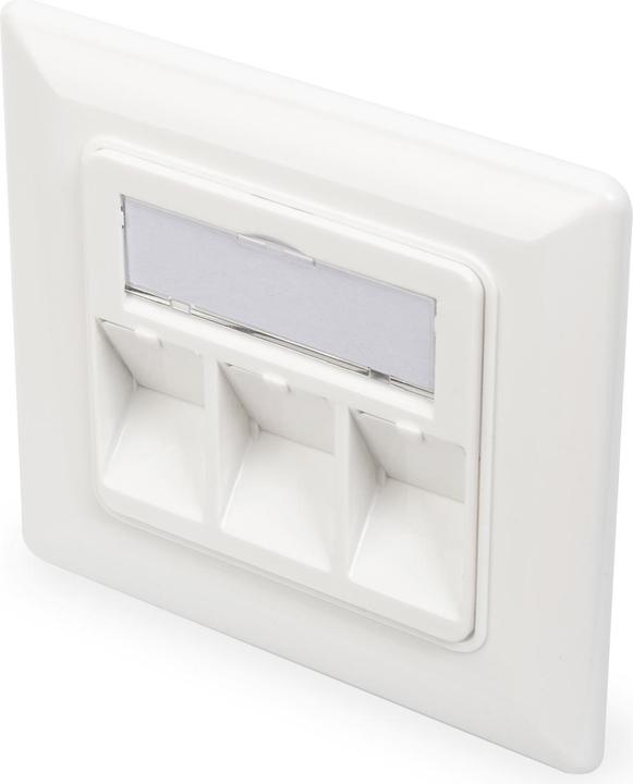 Actual product image Digitus Front panel for Keystone Jacks 3x RJ45 dust cover 80/80 + central plate pure white seperate mass..