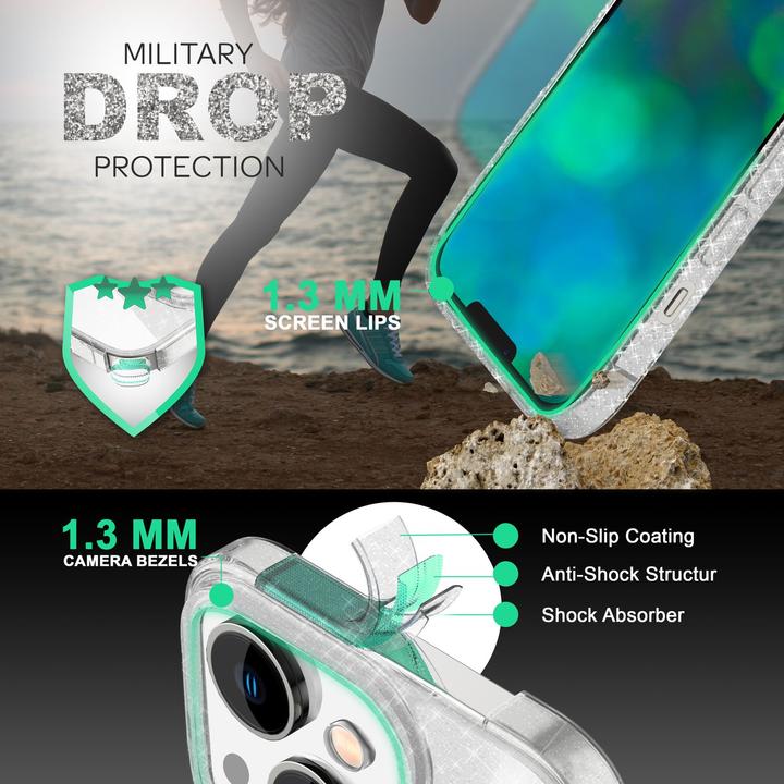 Image du produit Nalia Étui en silicone transparent à paillettes (Apple iPhone 14)